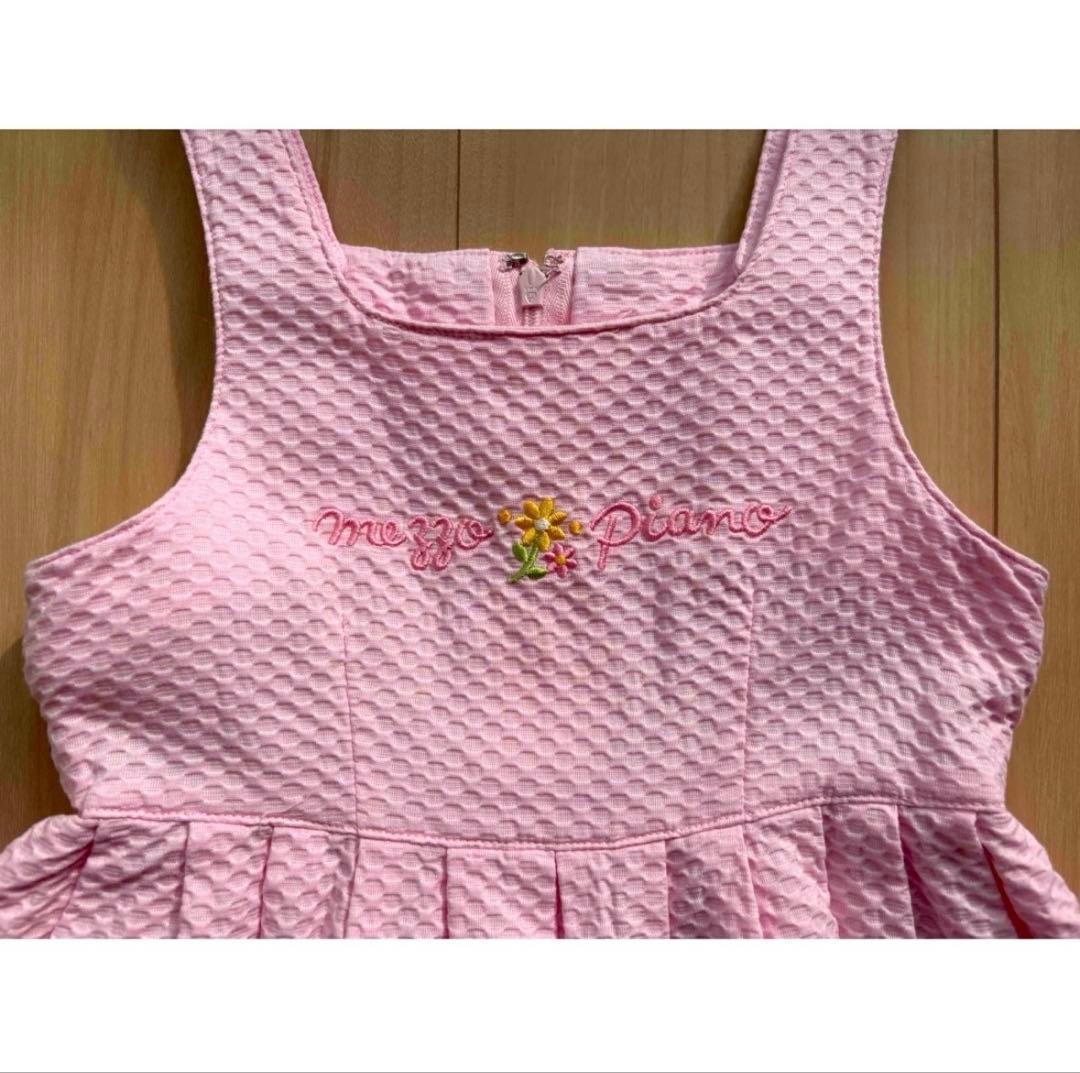 希少 メゾピアノ 100 ワンピース 立体刺繍 花柄 旧タグ 日本製美品