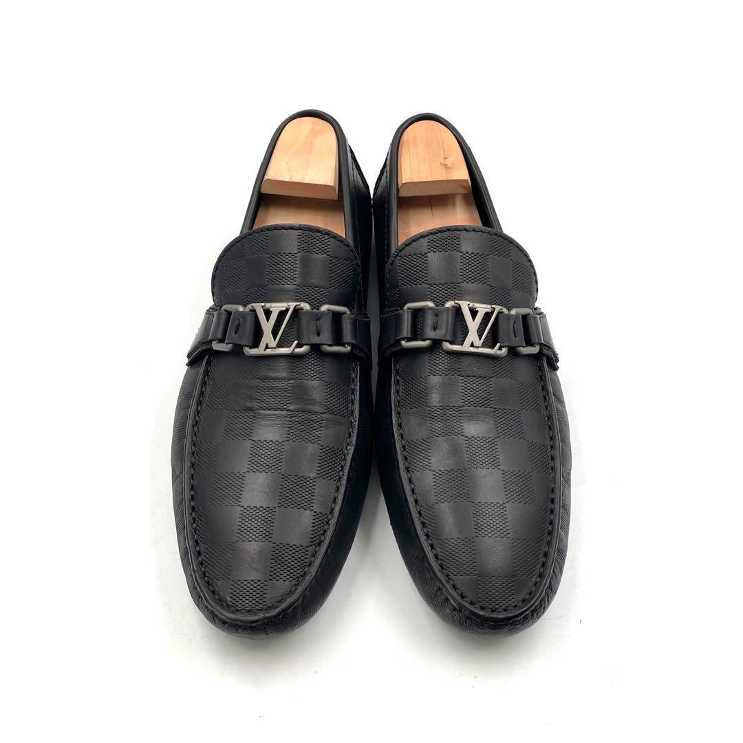 超美品》ルイヴィトンダミエアンフィニ ドライビング シューズ本革 黒