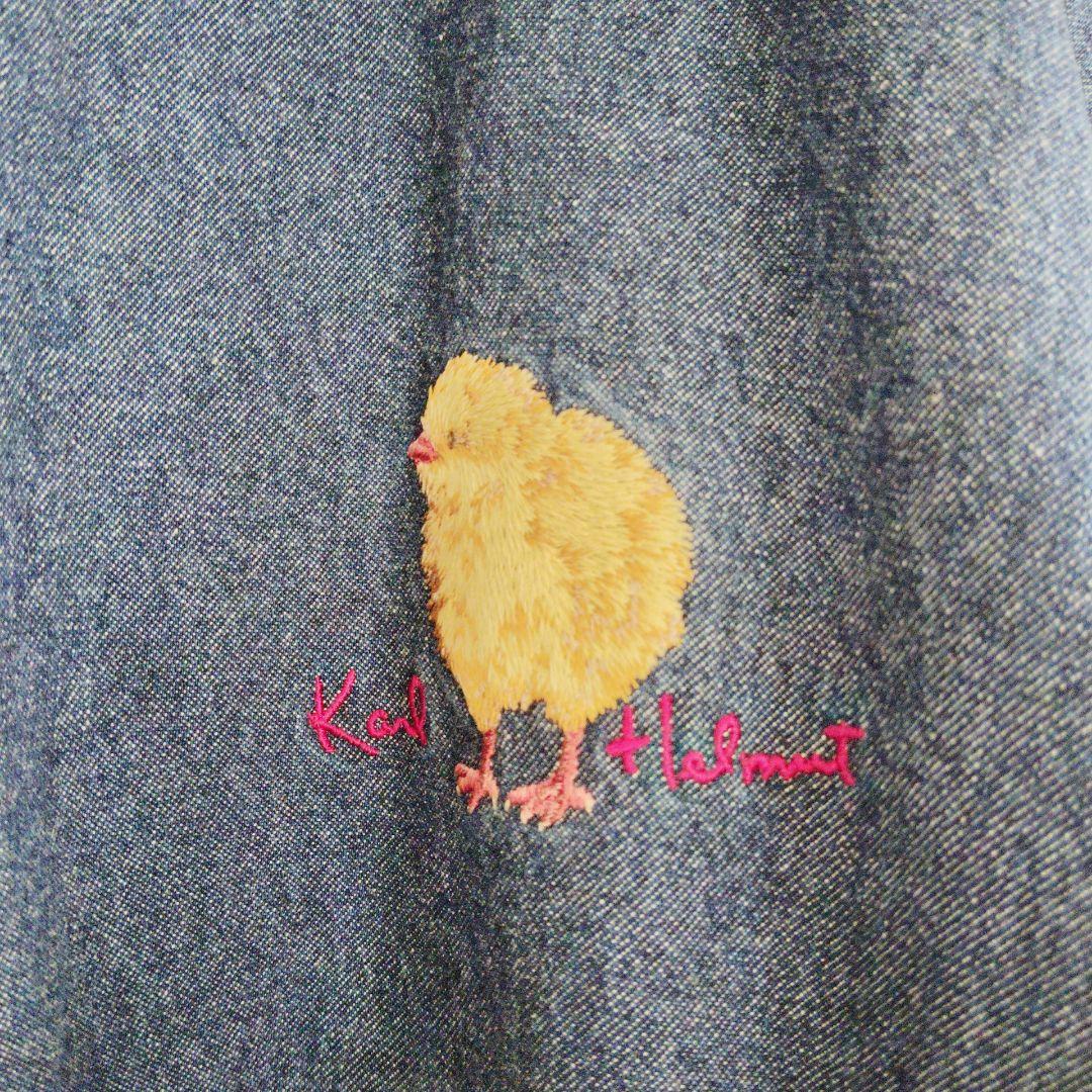 ピンクハウス カールヘルム ひよこ総柄 デニムブルゾン パーカー 刺繍