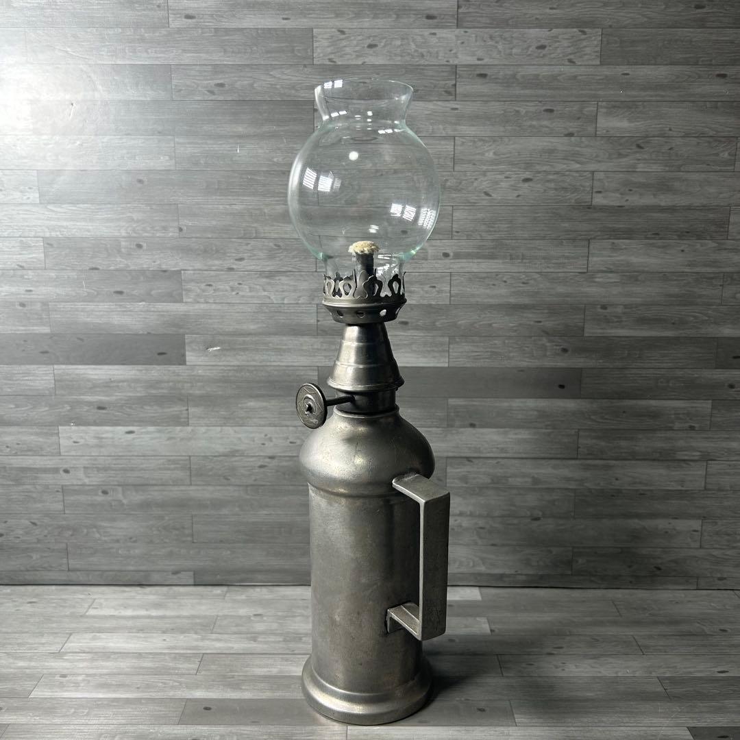 フランス製 アンティーク ヴィンテージ オイルランプ エタン ピューター製