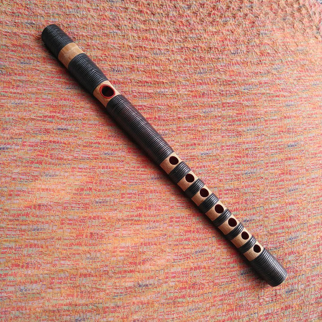 雅楽　龍笛　藤巻　本管　天然煤竹　八ッ割り管