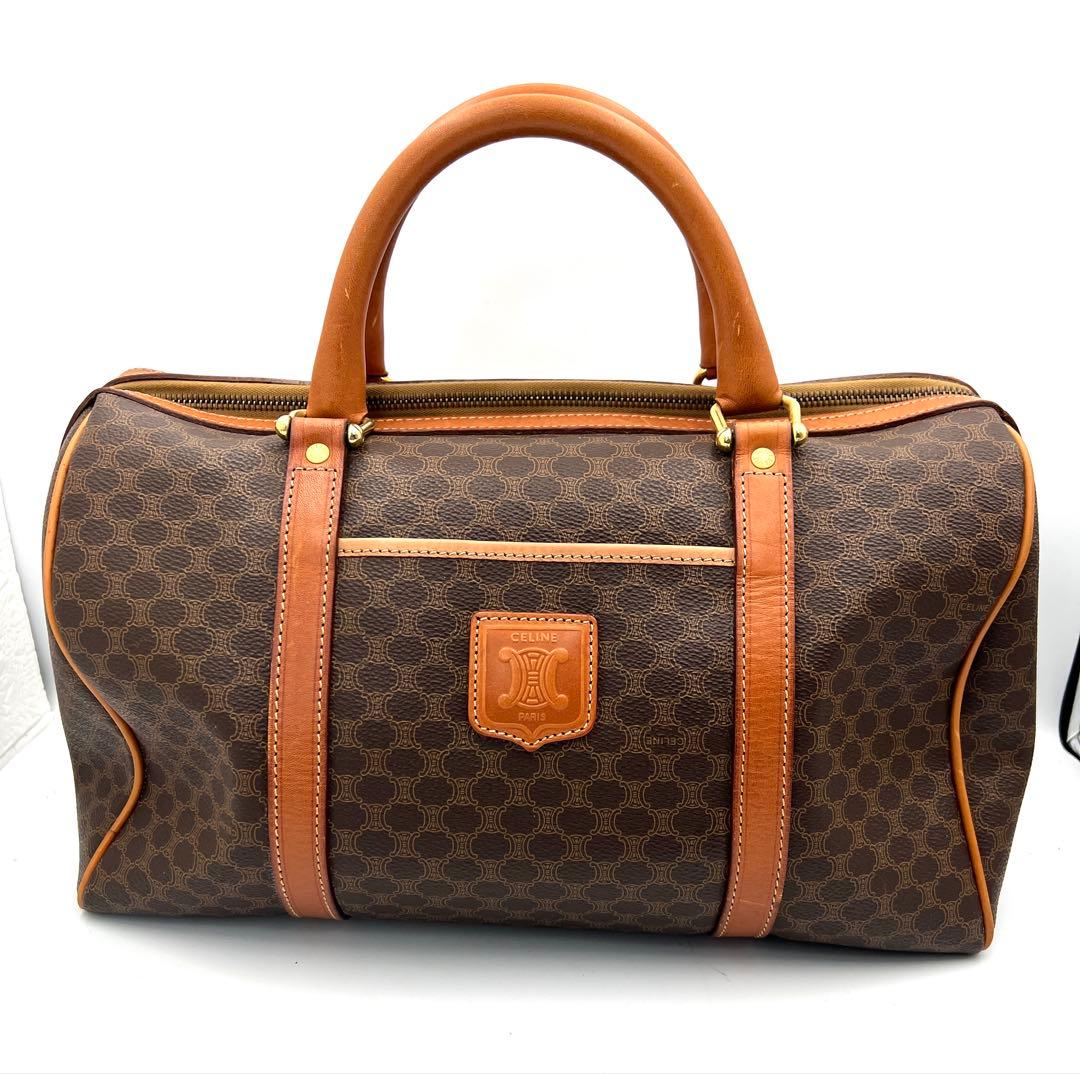 セリーヌ CELINE マカダム柄 ボストンバッグ ブラウン 中古品
