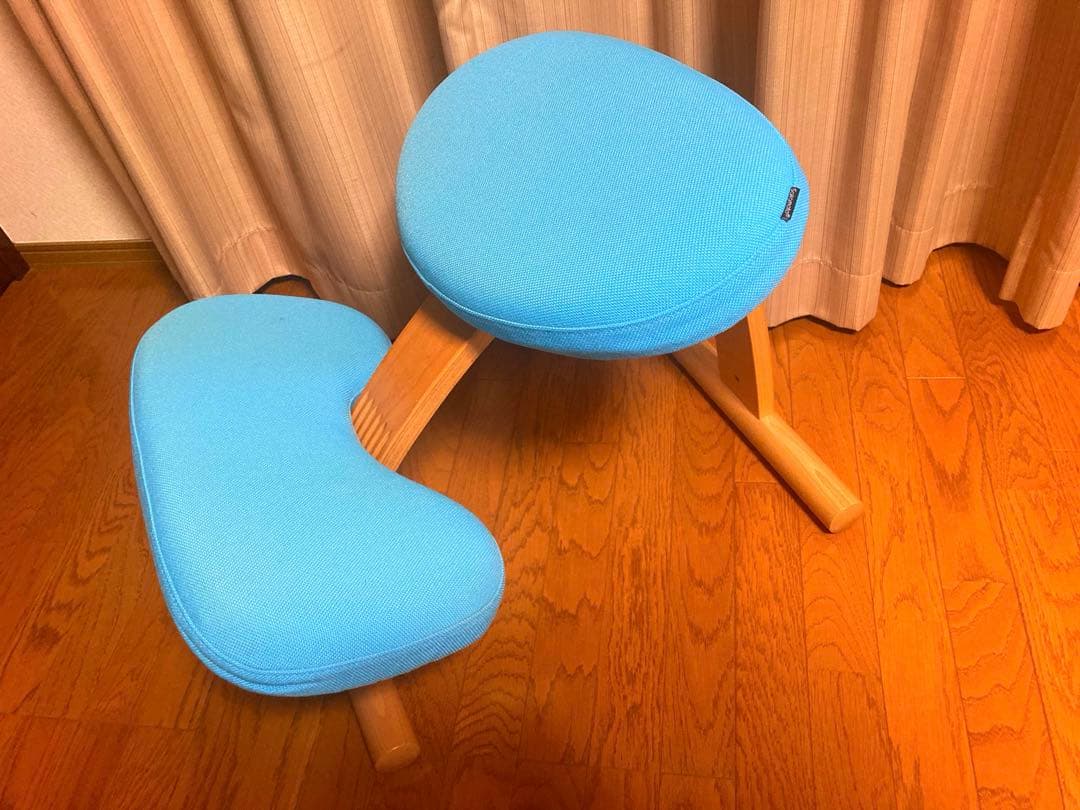 サカモトハウス　バランスチェアイージー　美品　ライトブルー　水色　純正カバー付き