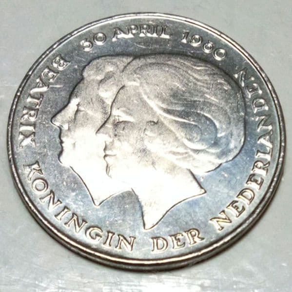 旧貨幣 オランダニッケル記念貨2.5ギルダー(1980年) - メルカリ