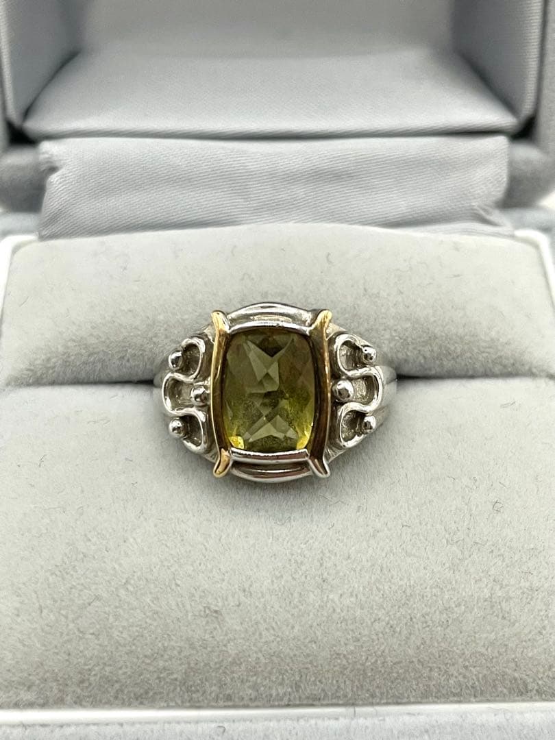 k18 silver925 ペリドットリング　天然石　10号