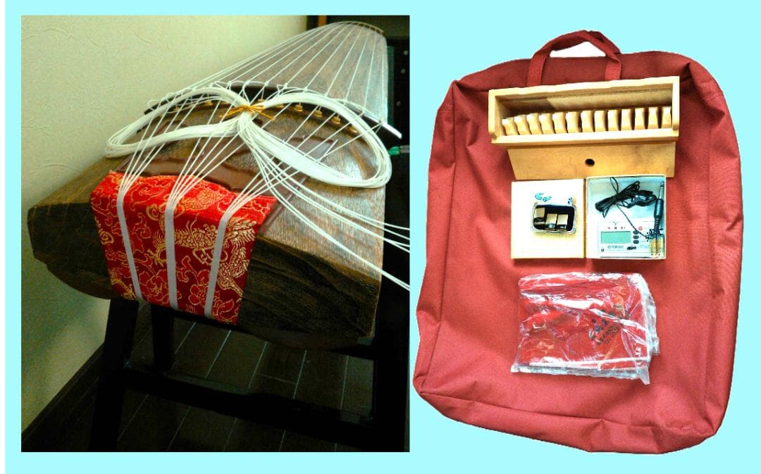 ✿13弦琴(着払いor直接引き取り)琴カバー＋立奏台＋琴柱＋琴爪＋チューナー付き