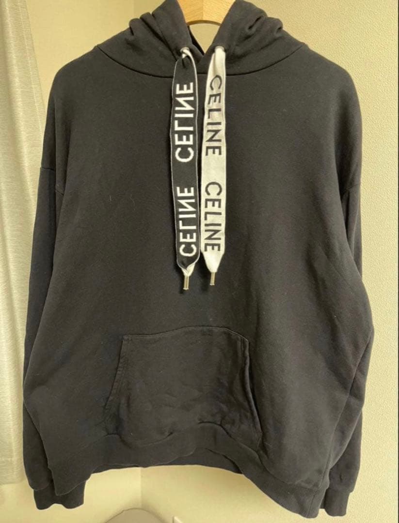 N*y様 CELINE フード付きパーカー 黒 コットン　XL