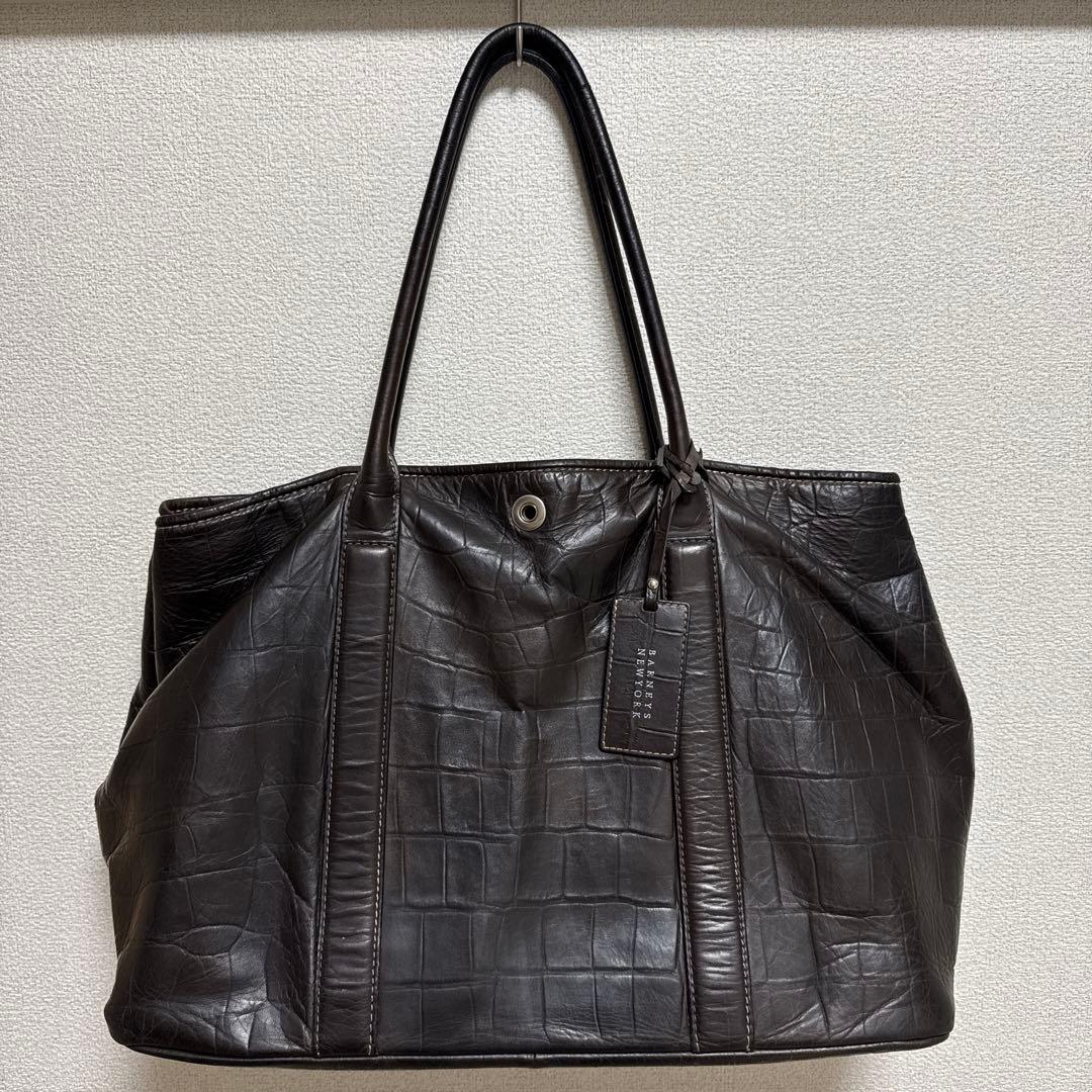 5,000円値下げ！バーニーズニューヨーク トートバッグ クロコ型押し ブラウン