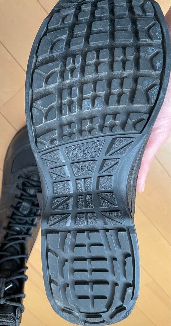 消防　編み上げ靴　Asics ウィングジョブ　26.0cm ブラック