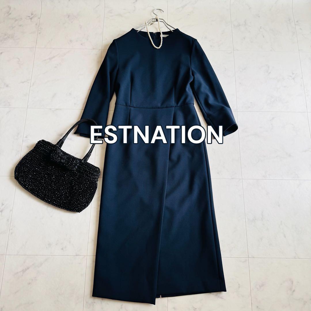 23AW エストネーション　フォーマル　ワンピース　ネイビー　入卒　お受験