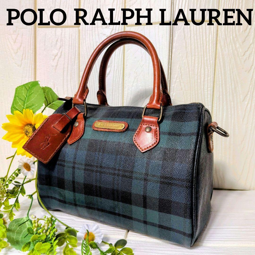 ポロラルフローレン　ミニボストンバッグ　チェック　ブラックウォッチ　PVC 　緑 楽天市場】 POLO RALPH LAUREN（ポロラルフローレン） チェック柄 ミニ