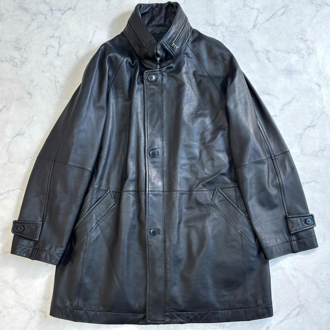 ダーバン 羊革 ラムレザー ステンカラーコート レザーコート 黒 XL tv3