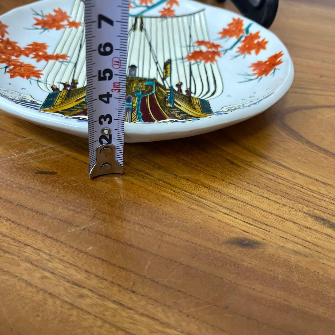 竹隆窯 九谷焼 北前船飾皿 真艫 骨董 北村隆中皿 飾り皿 絵皿 額皿