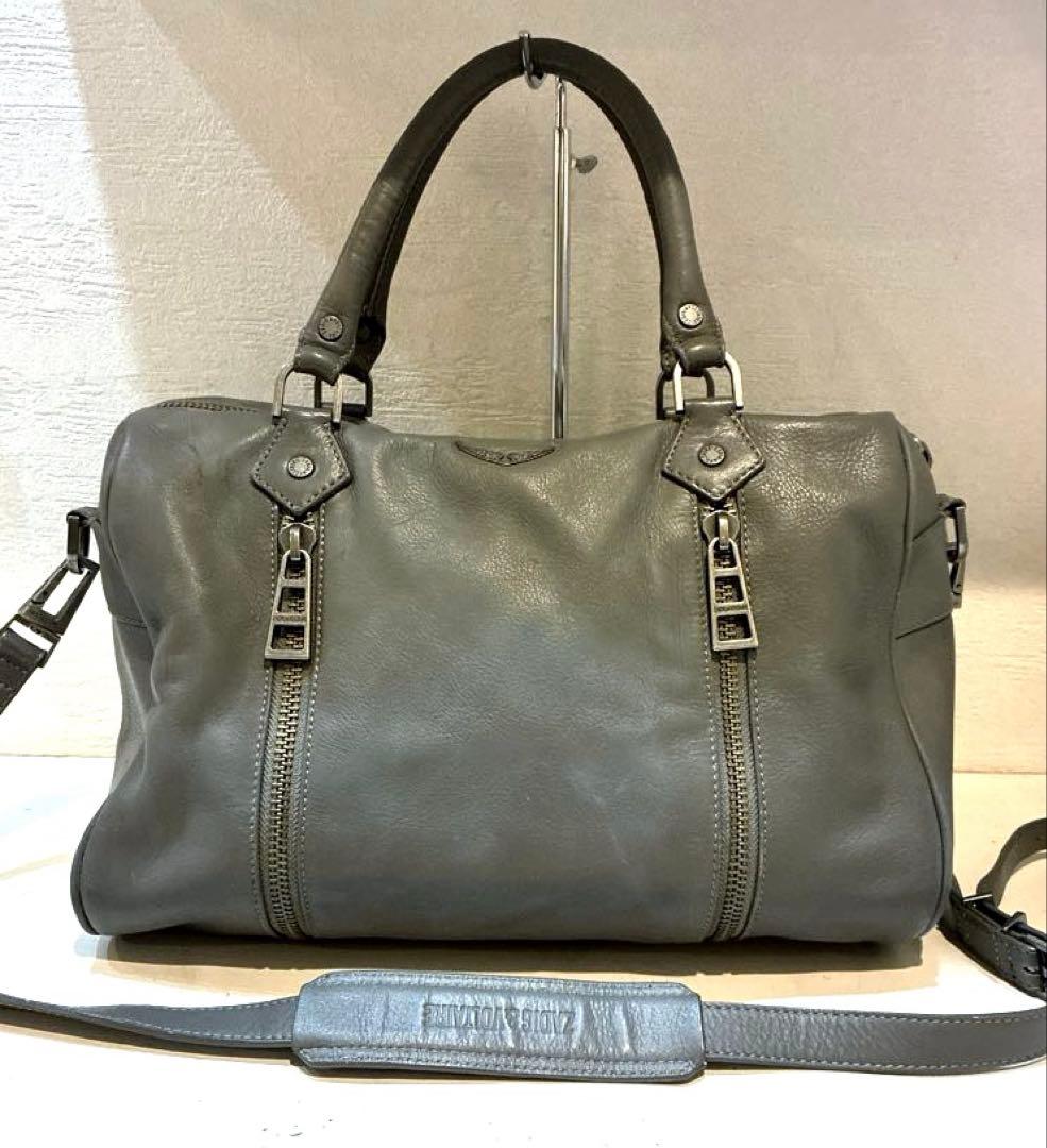 【美品】ZADIG&VOLTAIRE レザー　ボストンバッグ　2way グレー