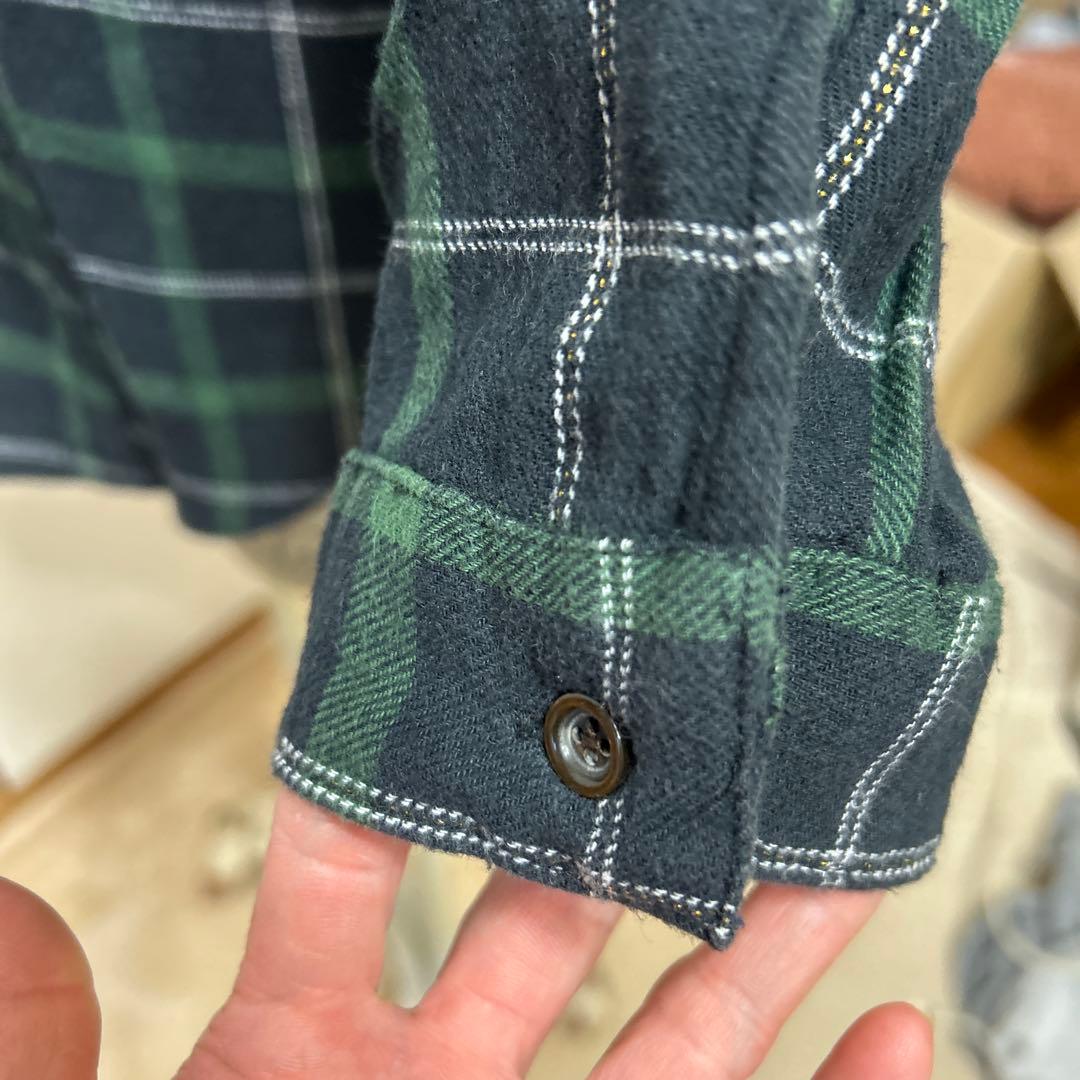 グリーン・ネイビー チェック 長袖シャツ ネルシャツ風 - メルカリ