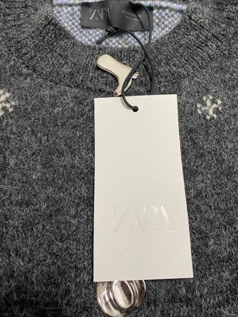 新品 【ZARA 】 ジャカードニットボタンカーディガン M - メルカリ