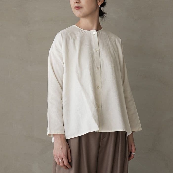 2025年 evam evaコットン　ウールノーカラーシャツ　24,200円 2025年 evam evaコットンウールノーカラーシャツ - メルカリ