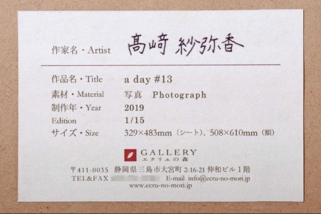 2019年制作 高崎紗弥香 a day #13 フォトグラフ 草間彌生 奈良美智