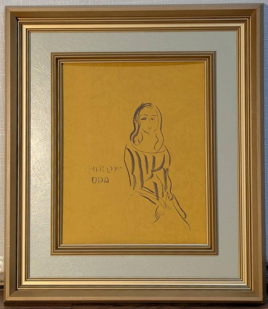 【真作】絵画　織田広喜　デッサン（色紙）　女性像　モダンアート　Y196 真作】絵画 織田広喜 デッサン（色紙） 女性像 モダンアート Y196