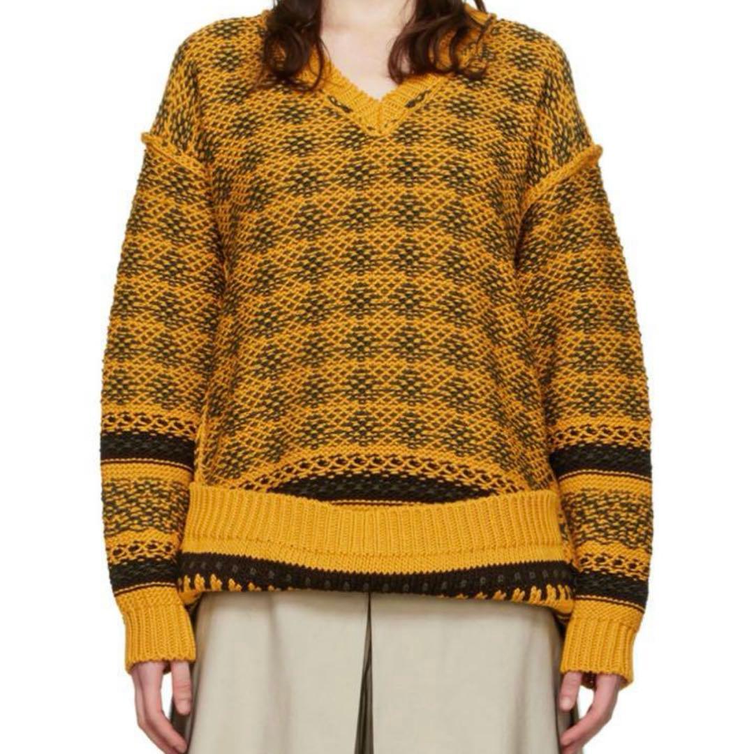 未使用級 メゾンマルジェラ オーバーサイズ リバースニットセーター イエロー