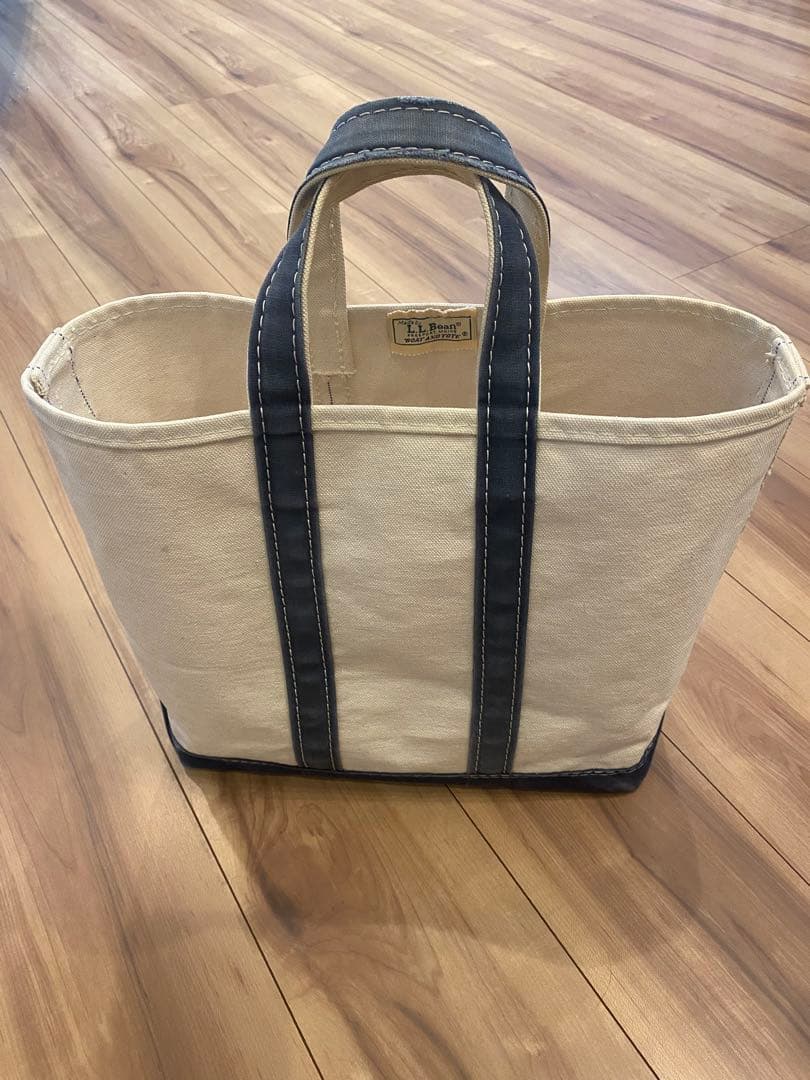 80s エルエルビーン　トートバッグ　2色ギザタグ　ネイビー　フェード　M