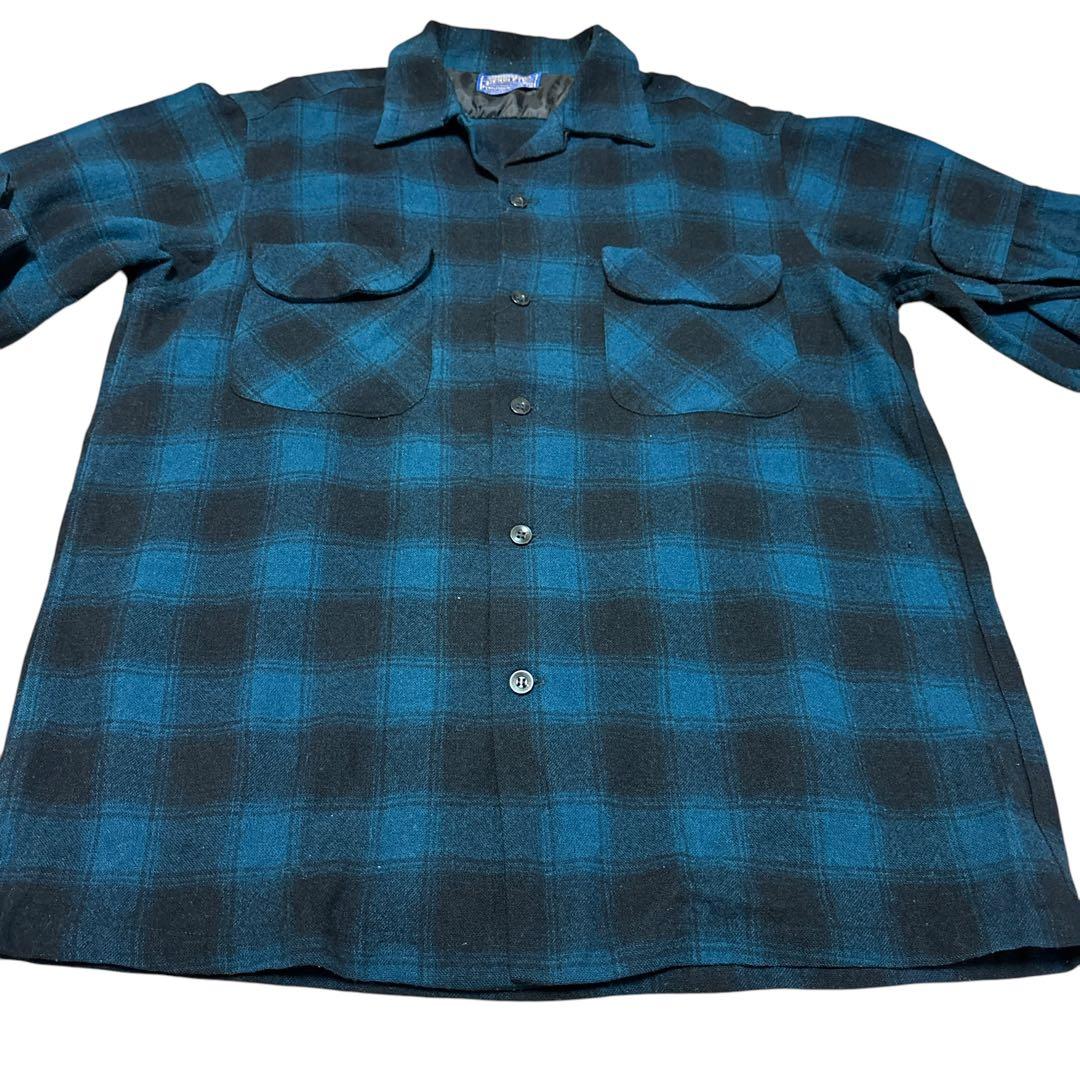 青 黒 ペンドルトン ボードシャツ オンブレ ビンテージ 好配色 50s