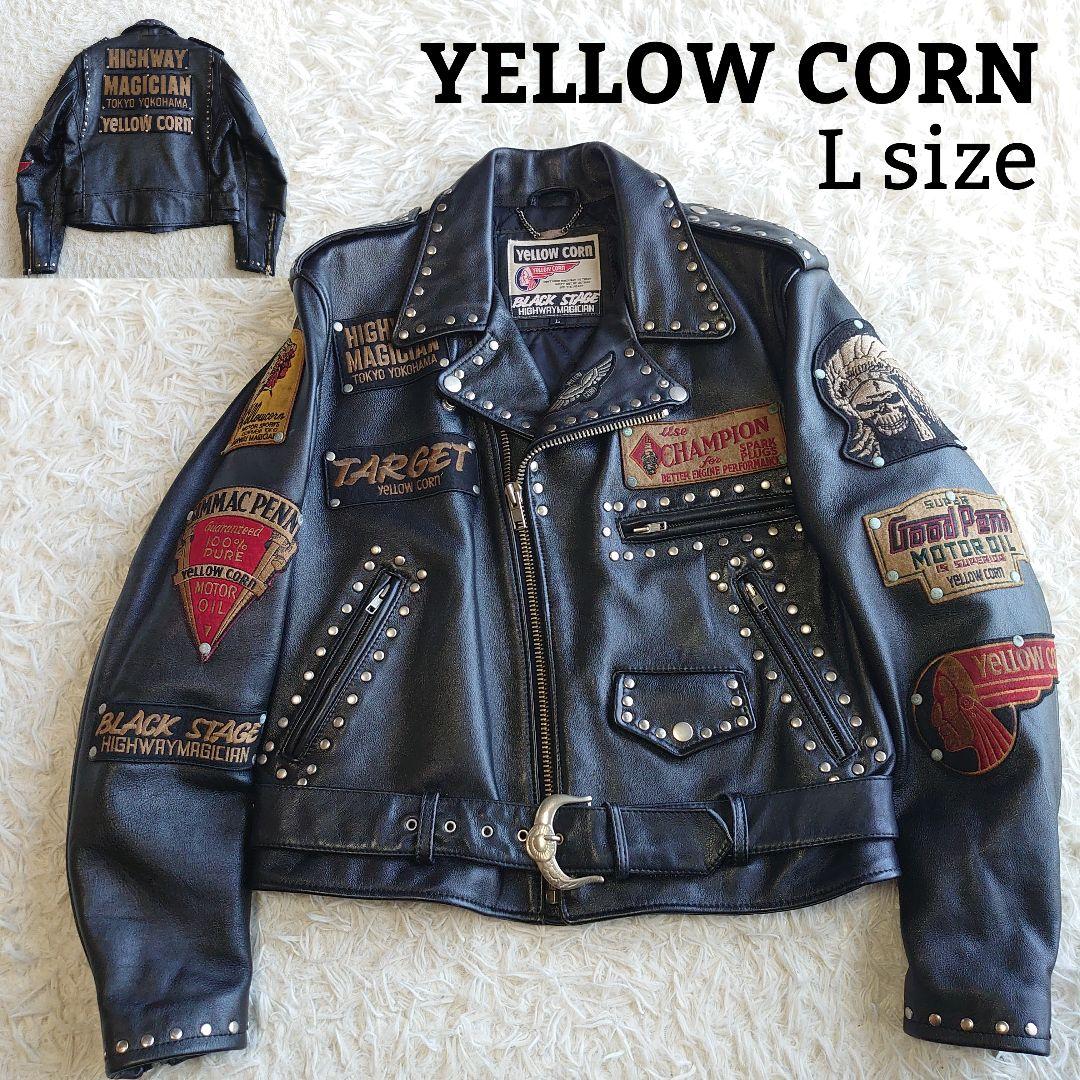 美品】イエローコーン カウレザー スタッズ ダブルライダース