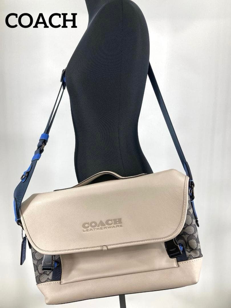 極美品 COACH　リーグ バイク バッグ　メッセンジャー　シグネチャー