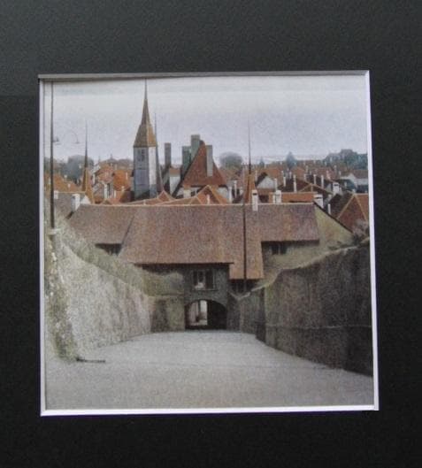 小川立夫、【湖辺の村】、希少な大判額装用画集より、美品、日本人画家、新品額装付