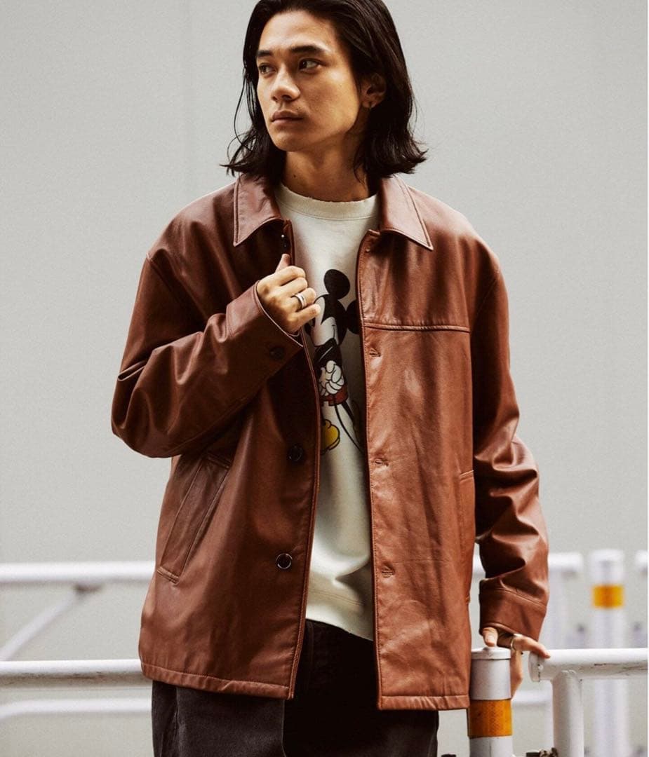 新品）JOURNAL STANDARD ゴートレザーカーコート Lサイズ - メルカリ