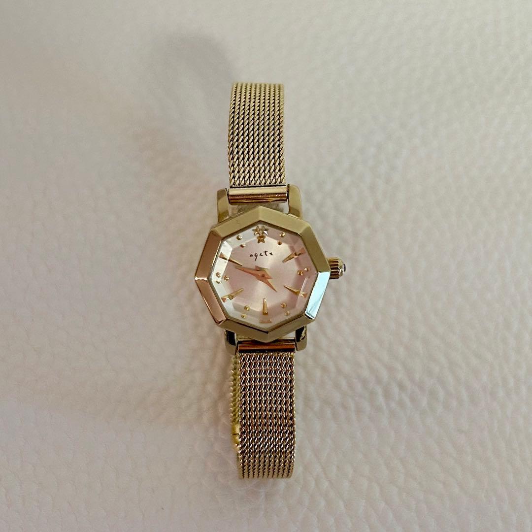美品⭐︎ agete ドレスウォッチ　ゴールドメッシュベルト