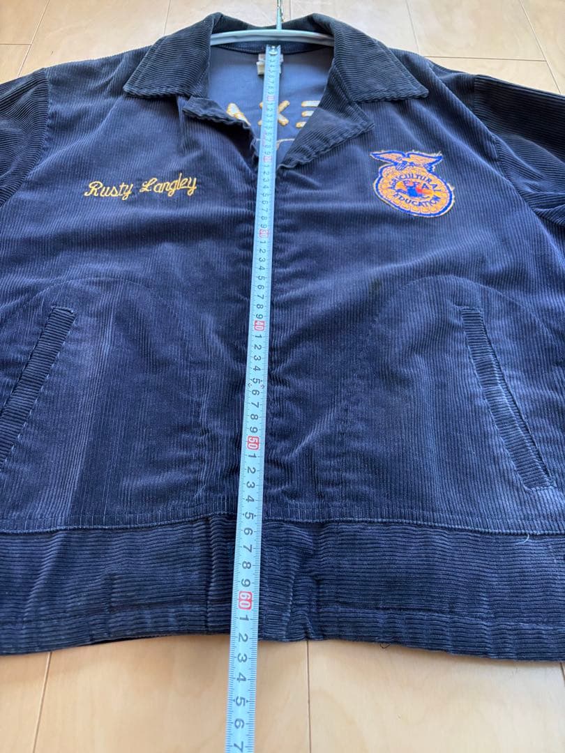 デカい 70s FFAジャケット テキサス州ハンツビル 濃紺コーデュロイ