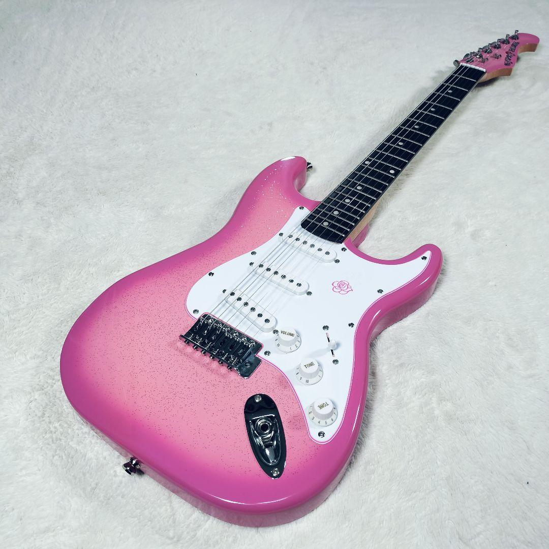 美品】GYPSYROSE ジプシーローズ エレキギター ピンク ラメ入り - メルカリ