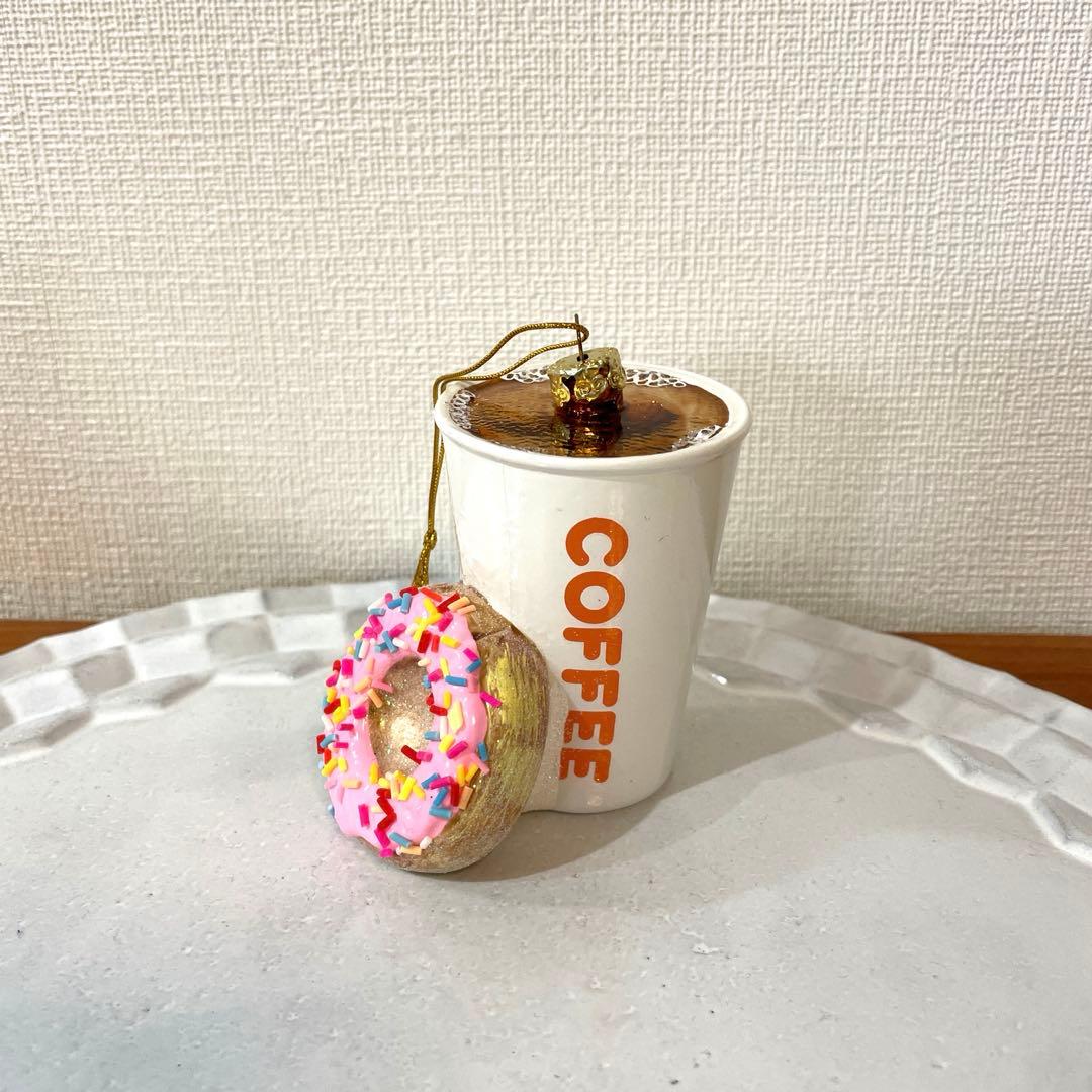 ガラスオーナメント　コーヒー＆ドーナツ　アスティエ・ド・ヴィラット