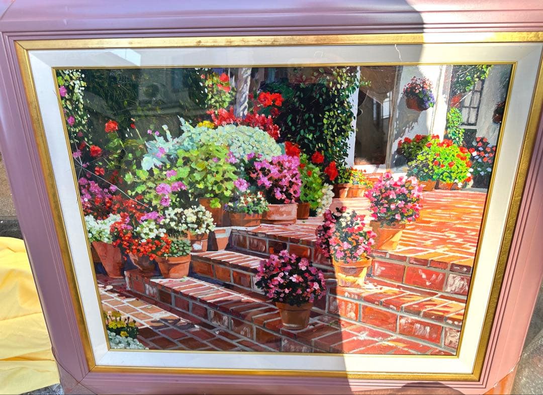 デイヴィッド・ロイド・グローバー 花で潤うパティオ　作品証明書付き On the 22nd of every month, Maomao Day 🐈 A brand-new visual