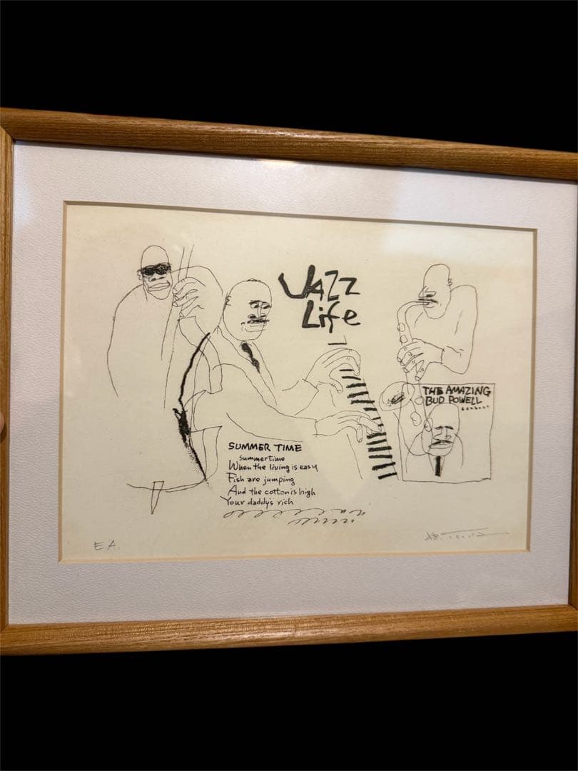 津田耕　Jazz Life Bud Powell リトグラフ　真作