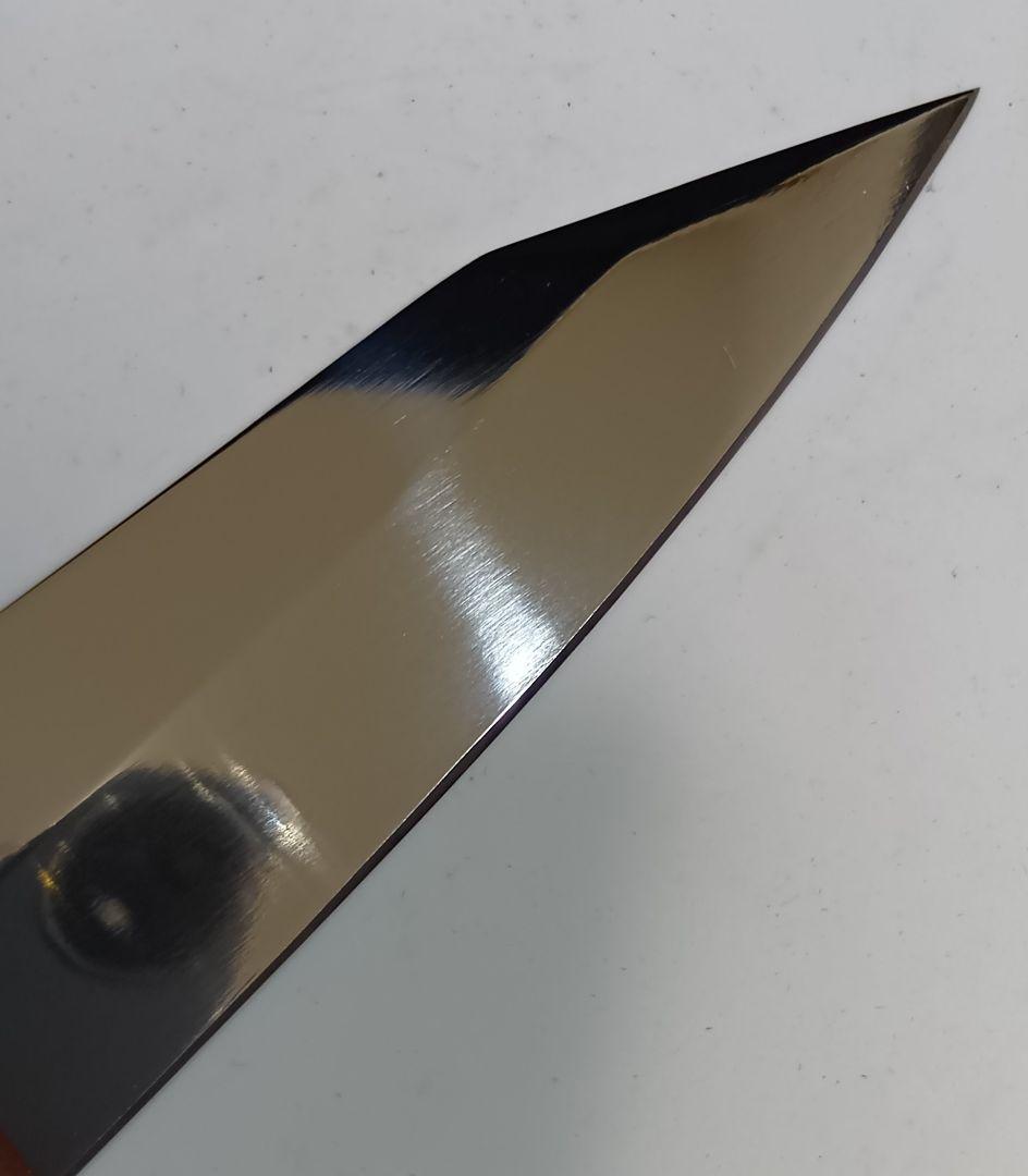 ステン本焼V金10号切付牛刀包丁24cm右片刃 鏡面 人工