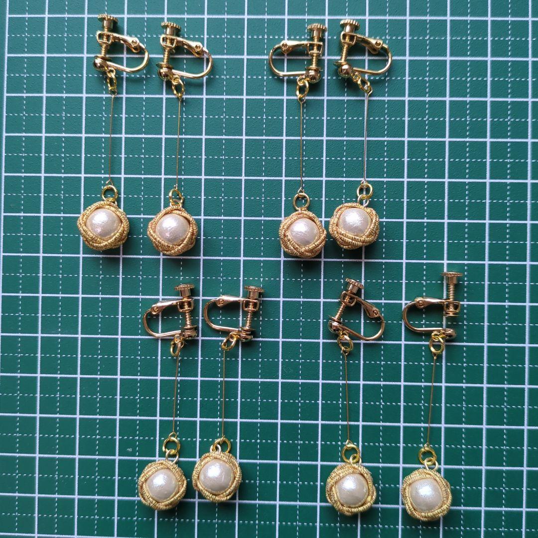 《shoco》水引イヤリング　玉結びとコットンパール