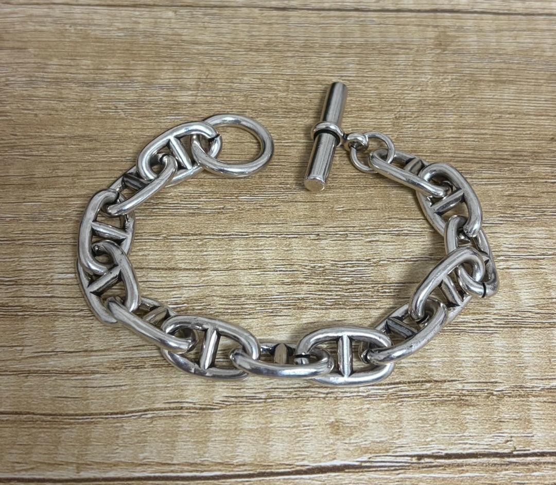 シルバー 刻印 アンカーチェーン ブレスレット メキシカンジュエリー