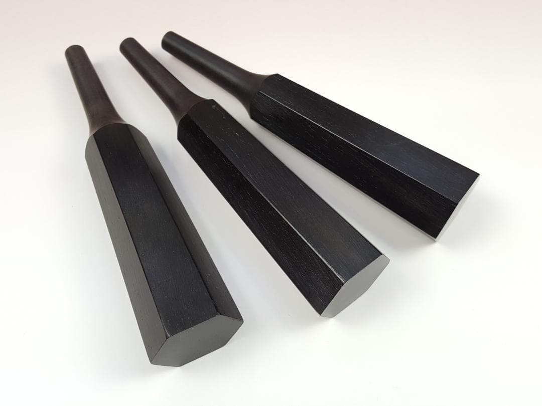 新品】津軽三味線用　糸巻き　本黒檀　8分5厘　素六