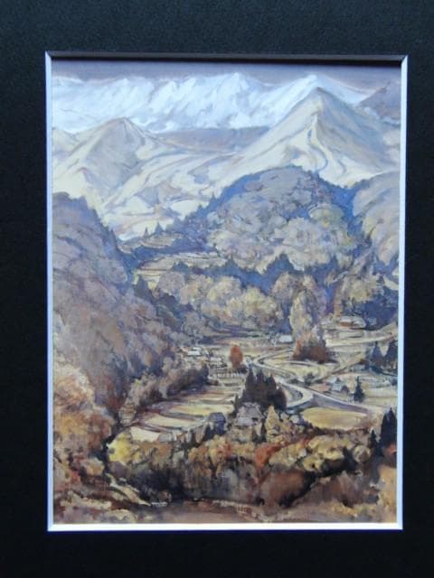 榮永大治良、晩秋の白馬山麓、希少な画集より、新品高級額・額装付