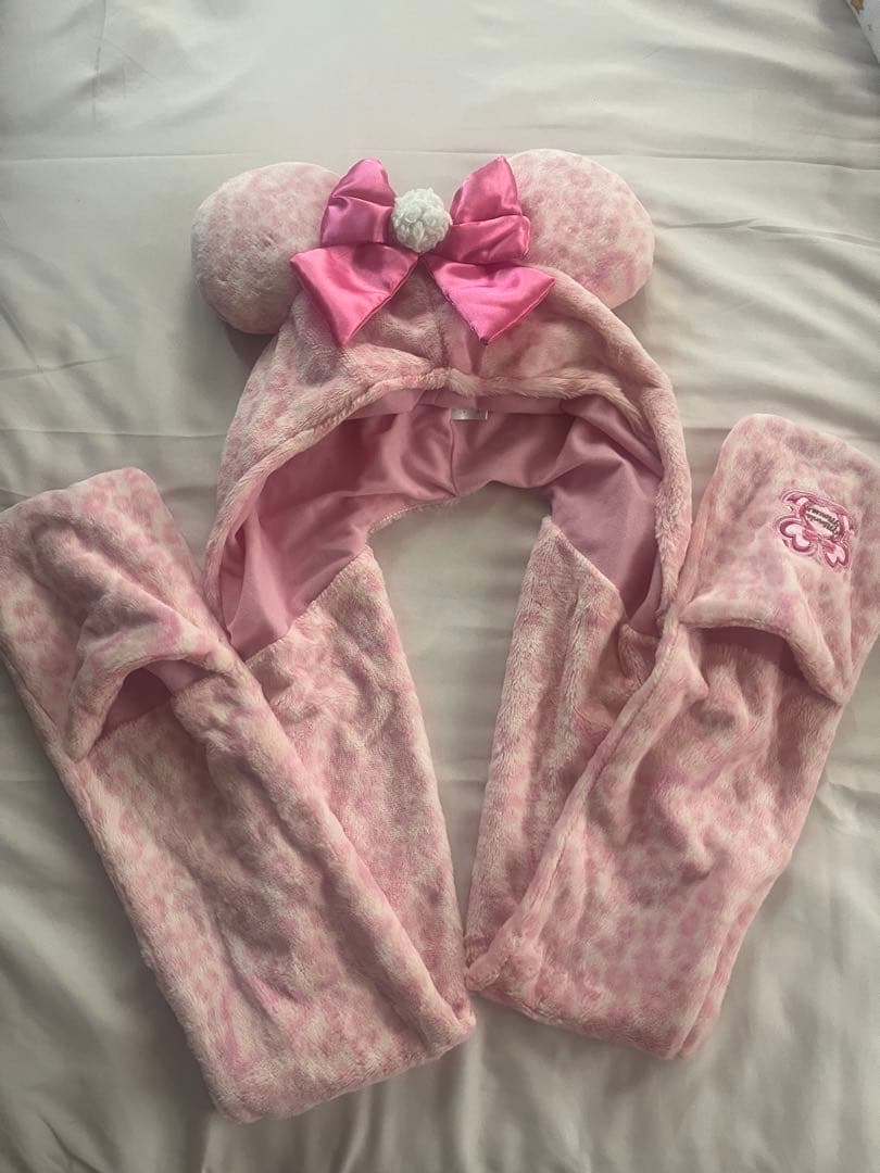 レア】 着画有 ピンク ヒョウ柄 マフラーキャップ ファンキャップ