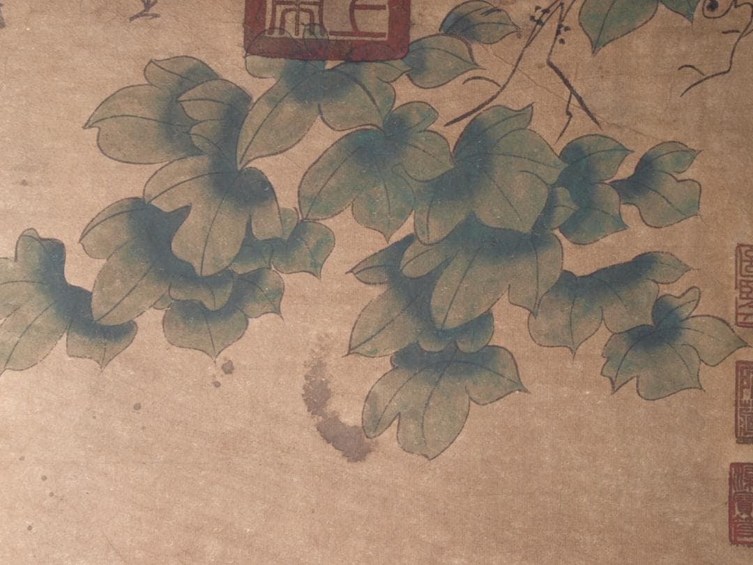 骨董掛け軸】遊春図 中国张萱 唐時代 肉筆保證 掛け軸AK688A12-2