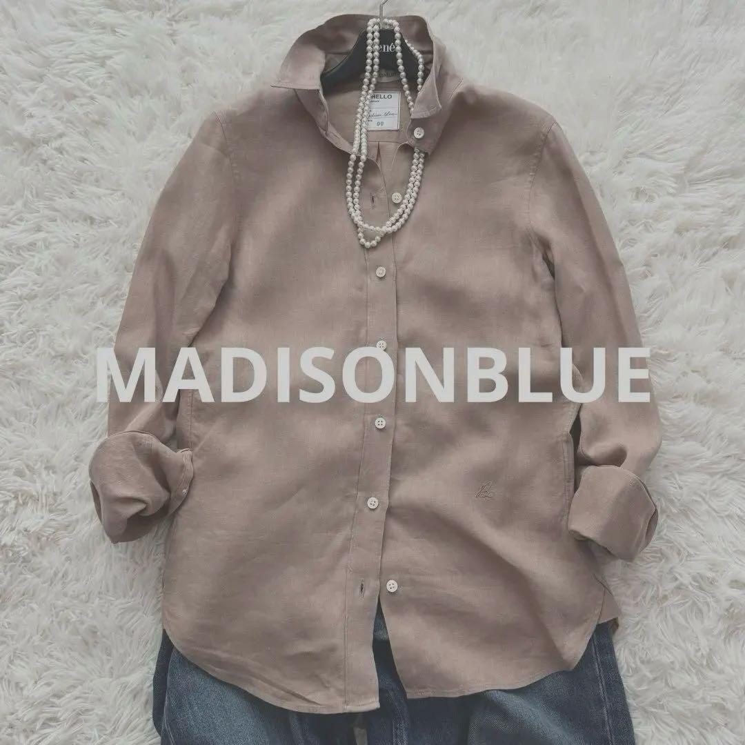 MADISONBLUE サンドベージュ 名品 マダムシャツ リネン100% 刺繍
