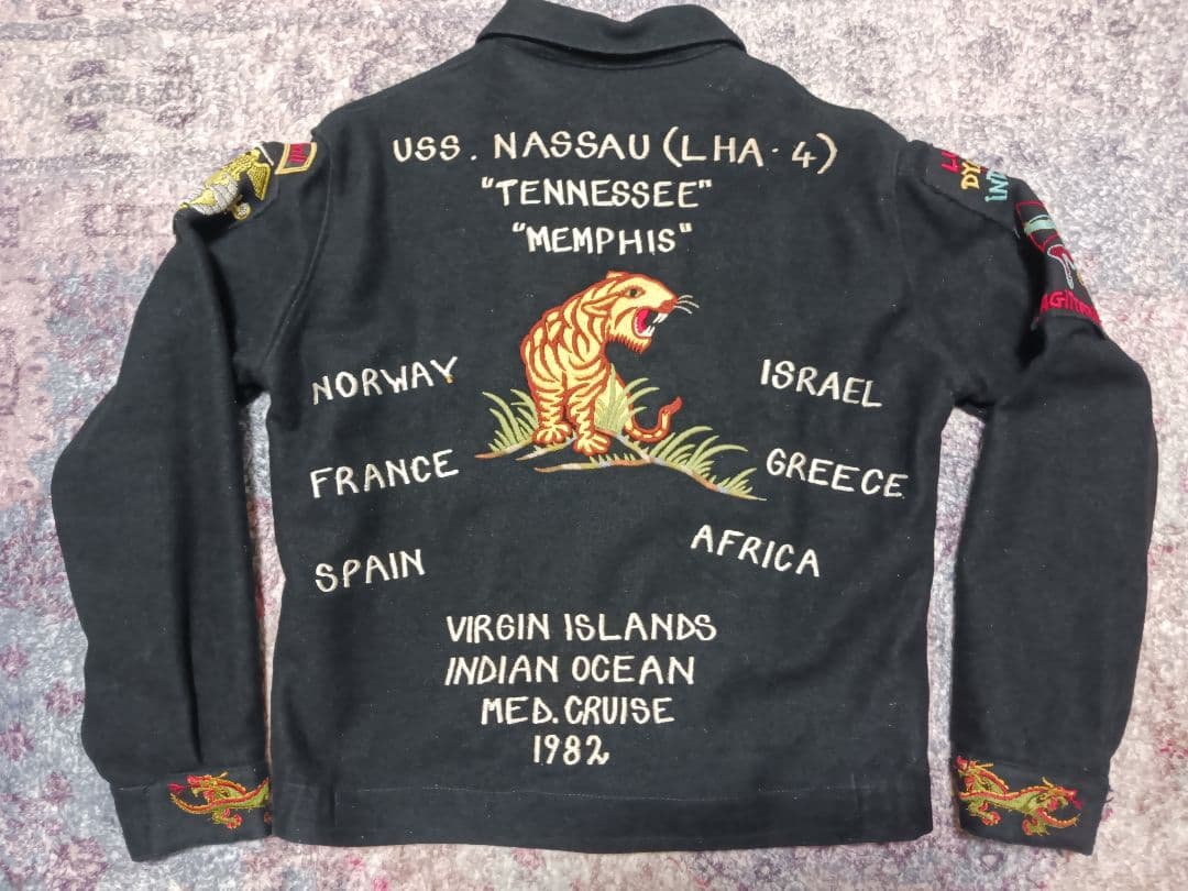 80s USS USN ツアージャケット スカジャン スーベニアジャケット