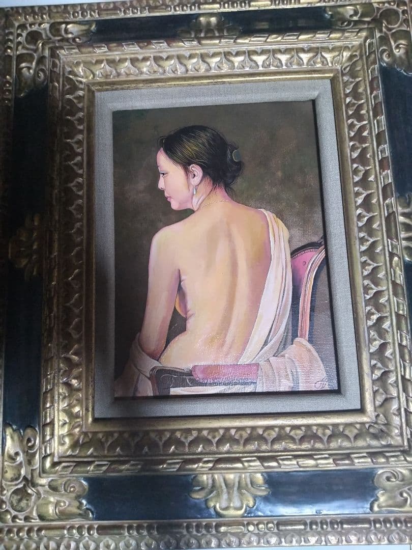 森本草介、絵画、油彩4F.美人画、裸婦、肉筆、高級額縁、高塚省吾