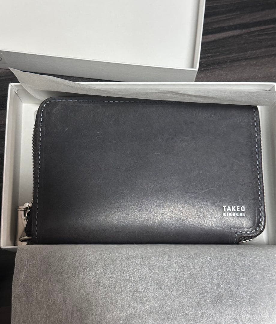新品未使用TAKEO KIKUCHI 「セミサイズ長財布」ダークブルー