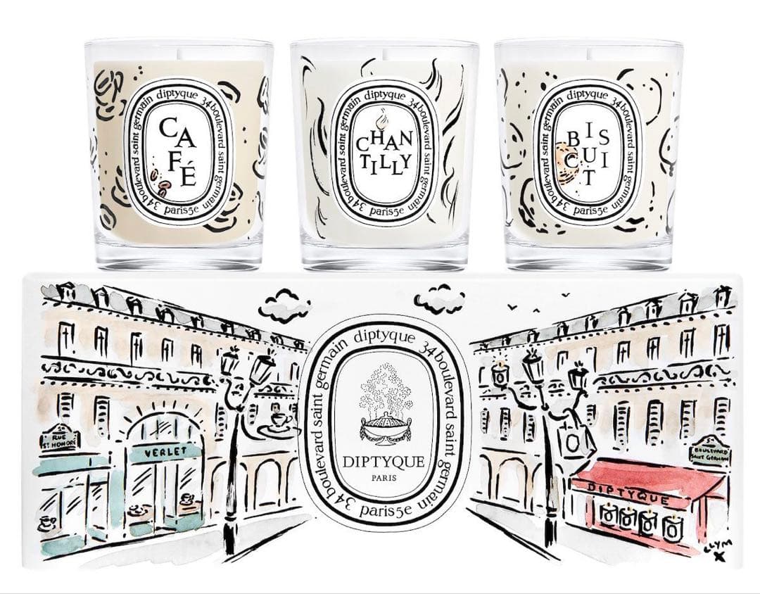 diptyque x cafe verletキャンドル3個セット