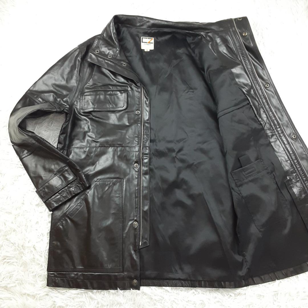 美品◎ZEGNA ゼニア ホースハイドレザーコート ロングコート 黒 馬革