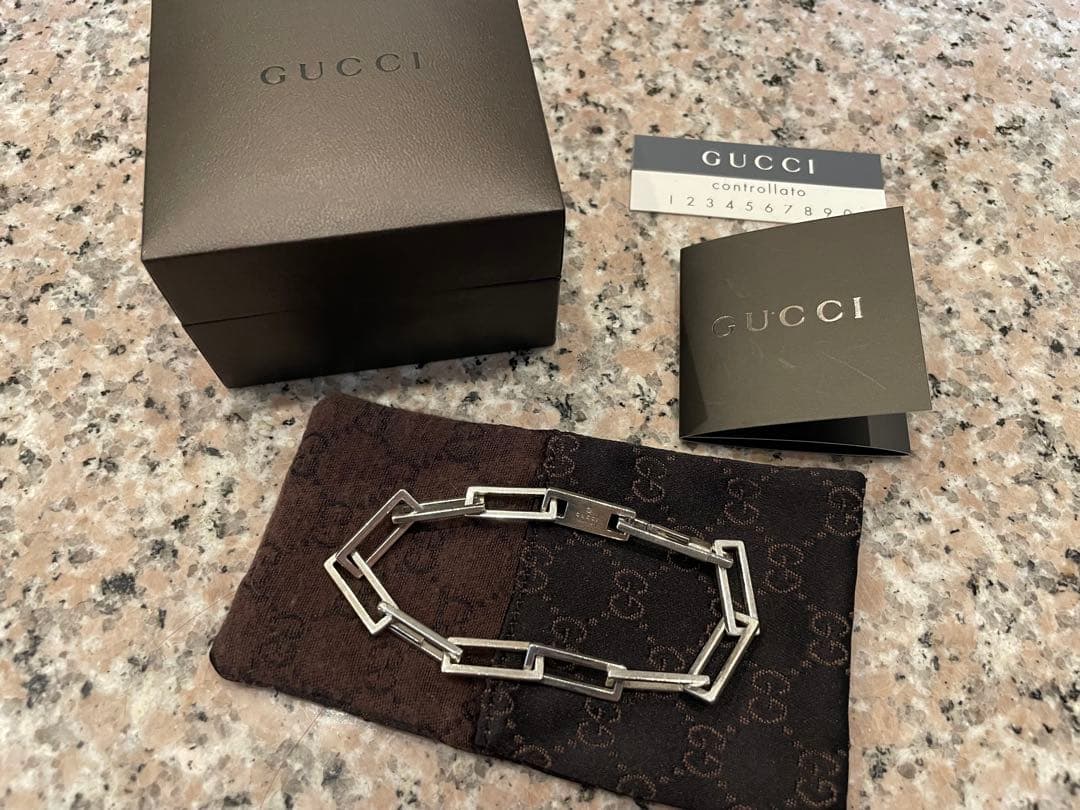 週末セール✮【GUCCI】スクエアリンクチェーンブレスレット silver925